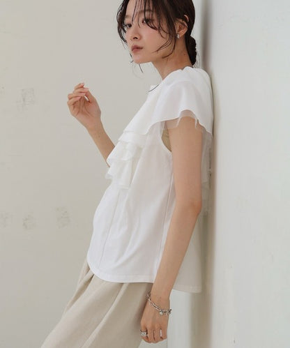 Irregular Hem Ruffle Design Cut-and-Sew◇Soft 100% Cotton Fabric