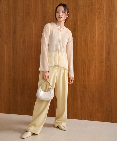 Reversible Merrow Tulle Cardigan Top◇Finely Pleated Surface Texture