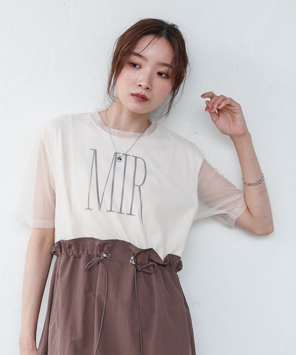 Tulle Layered Waist Drawstring Dress◇Tulle Layered Dress with Waist Drawstring