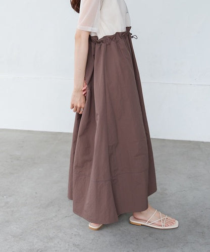 Tulle Layered Waist Drawstring Dress◇Tulle Layered Dress with Waist Drawstring