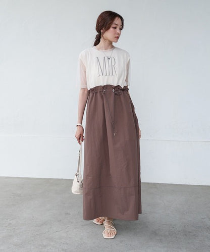 Tulle Layered Waist Drawstring Dress◇Tulle Layered Dress with Waist Drawstring