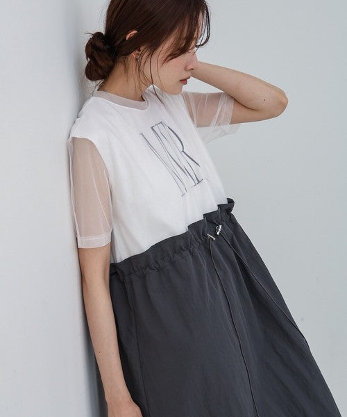 Tulle Layered Waist Drawstring Dress◇Tulle Layered Dress with Waist Drawstring