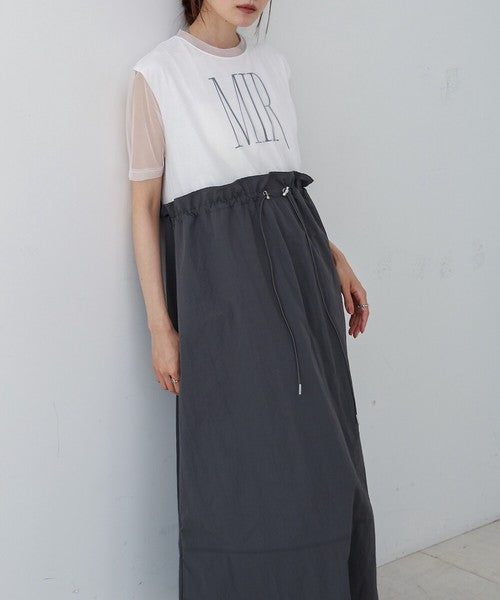 Tulle Layered Waist Drawstring Dress◇Tulle Layered Dress with Waist Drawstring