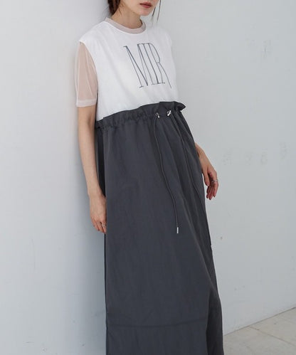Tulle Layered Waist Drawstring Dress◇Tulle Layered Dress with Waist Drawstring