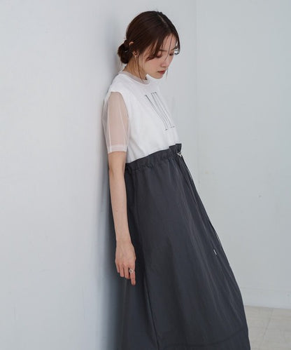 Tulle Layered Waist Drawstring Dress◇Tulle Layered Dress with Waist Drawstring