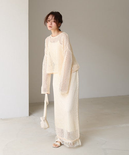 Sequin Mesh Fringe Skirt◇Also Popular as a Set-Up