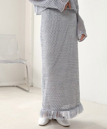 Sequin Mesh Fringe Skirt◇Also Popular as a Set-Up