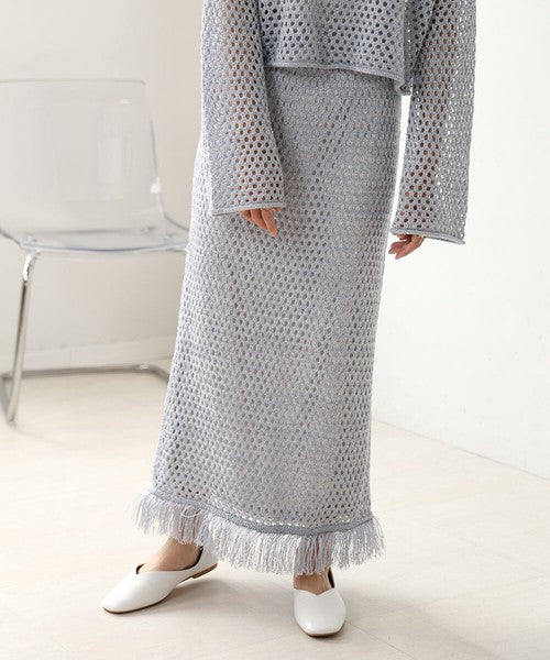 Sequin Mesh Fringe Skirt◇Also Popular as a Set-Up