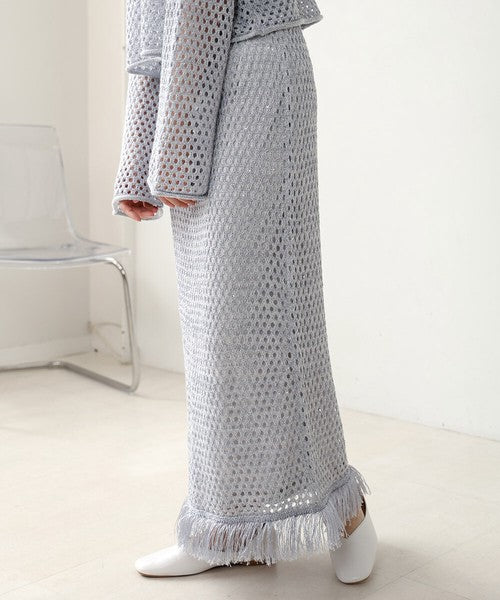 Sequin Mesh Fringe Skirt◇Also Popular as a Set-Up