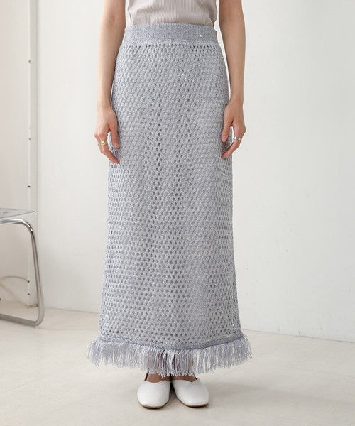 Sequin Mesh Fringe Skirt◇Also Popular as a Set-Up