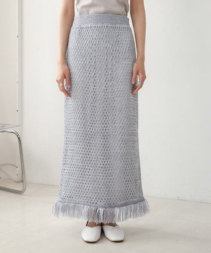 Sequin Mesh Fringe Skirt◇Also Popular as a Set-Up