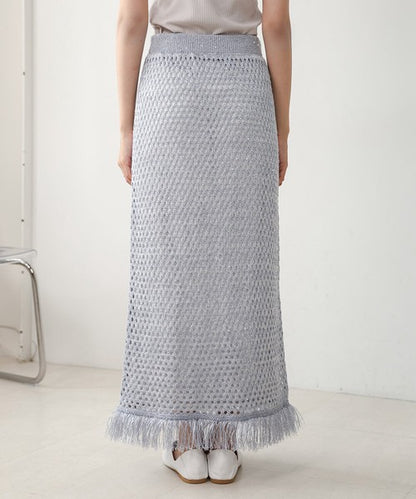 Sequin Mesh Fringe Skirt◇Also Popular as a Set-Up
