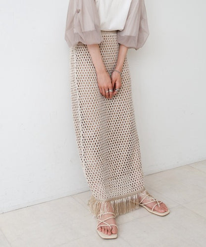 Sequin Mesh Fringe Skirt◇Also Popular as a Set-Up