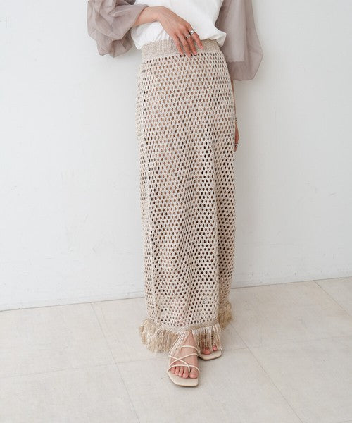 Sequin Mesh Fringe Skirt◇Also Popular as a Set-Up