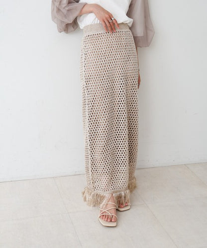 Sequin Mesh Fringe Skirt◇Also Popular as a Set-Up