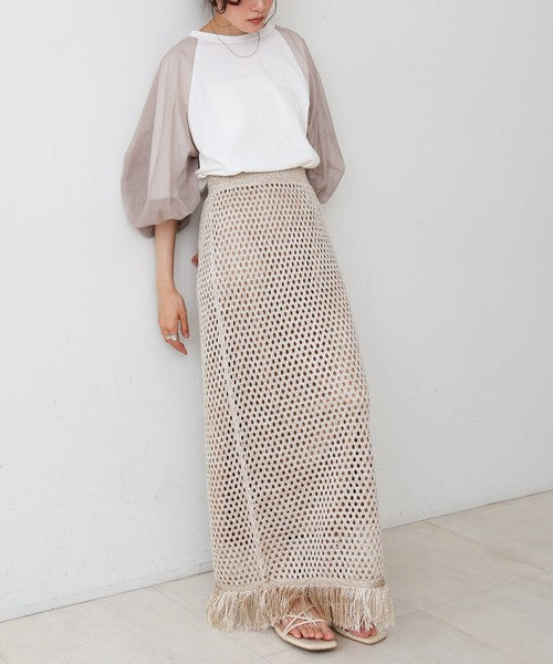 Sequin Mesh Fringe Skirt◇Also Popular as a Set-Up