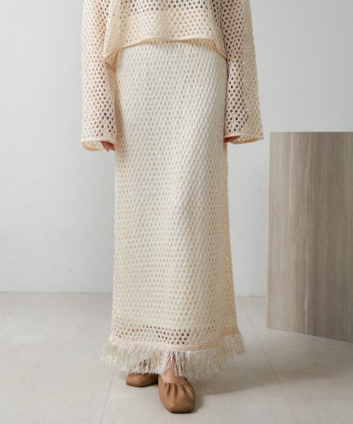 Sequin Mesh Fringe Skirt◇Also Popular as a Set-Up