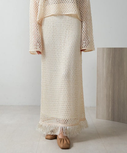 Sequin Mesh Fringe Skirt◇Also Popular as a Set-Up