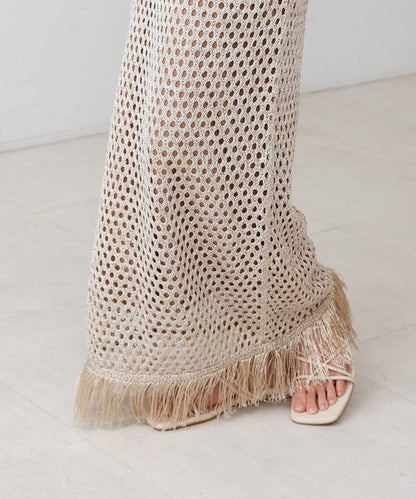 Sequin Mesh Fringe Skirt◇Also Popular as a Set-Up
