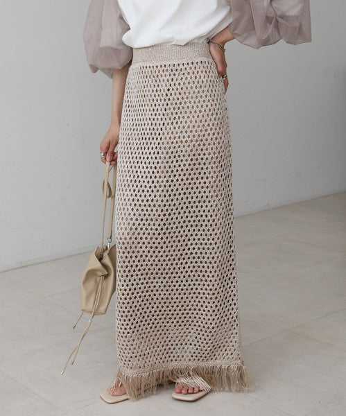 Sequin Mesh Fringe Skirt◇Also Popular as a Set-Up