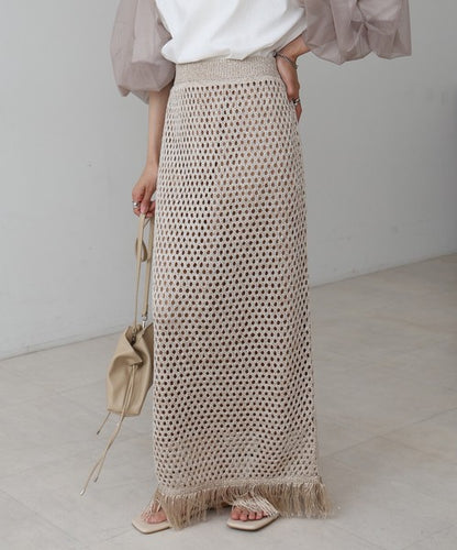 Sequin Mesh Fringe Skirt◇Also Popular as a Set-Up