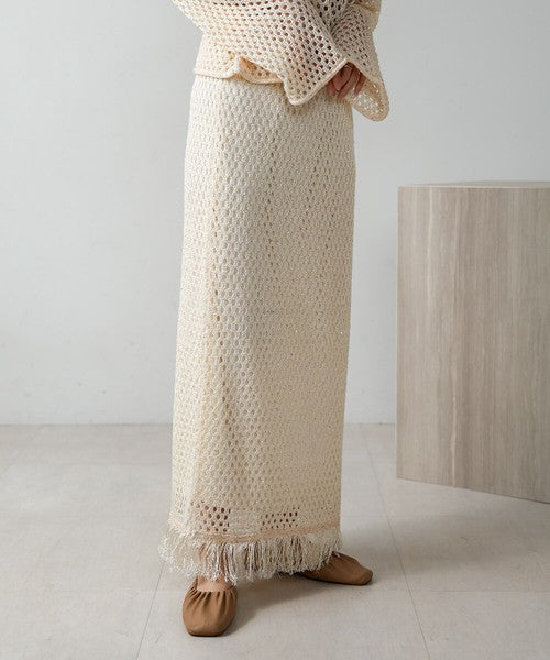 Sequin Mesh Fringe Skirt◇Also Popular as a Set-Up