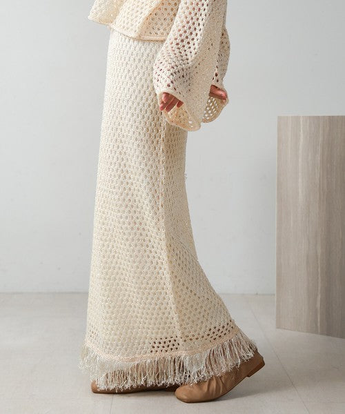 Sequin Mesh Fringe Skirt◇Also Popular as a Set-Up