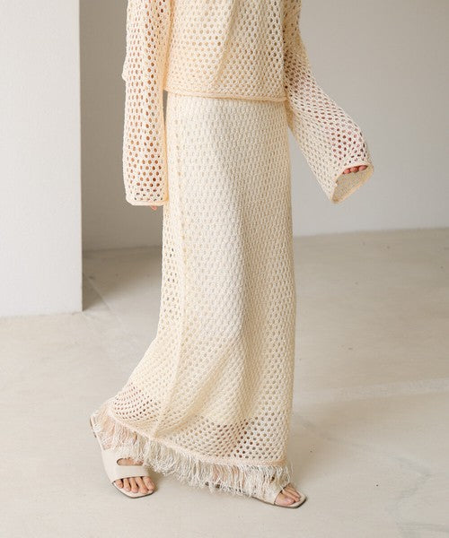Sequin Mesh Fringe Skirt◇Also Popular as a Set-Up