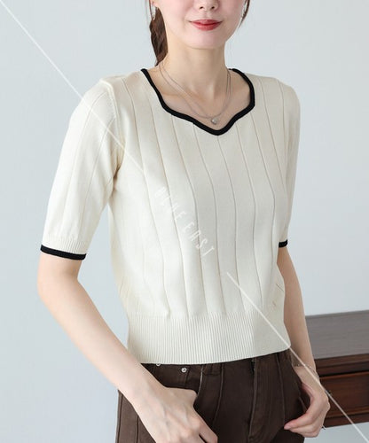 Sweater/Knitwear Summer Knit Crew Neck Knit Tops 5/10 length