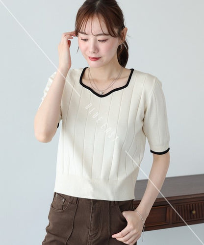 Sweater/Knitwear Summer Knit Crew Neck Knit Tops 5/10 length