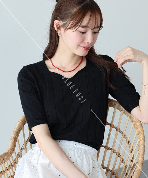 Sweater/Knitwear Summer Knit Crew Neck Knit Tops 5/10 length