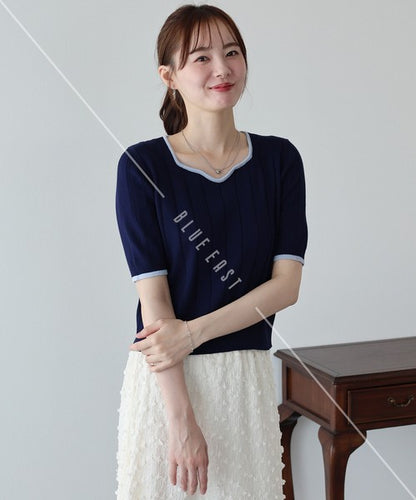 Sweater/Knitwear Summer Knit Crew Neck Knit Tops 5/10 length