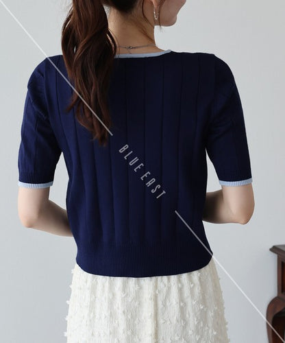 Sweater/Knitwear Summer Knit Crew Neck Knit Tops 5/10 length