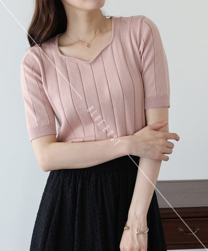 Sweater/Knitwear Summer Knit Crew Neck Knit Tops 5/10 length