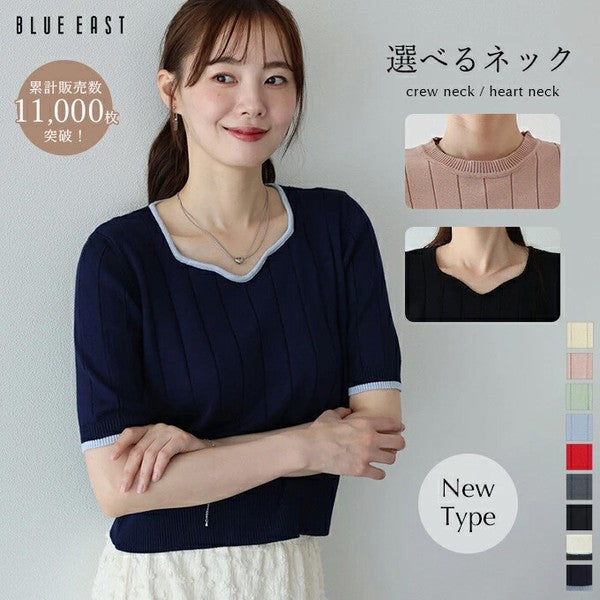 Sweater/Knitwear Summer Knit Crew Neck Knit Tops 5/10 length