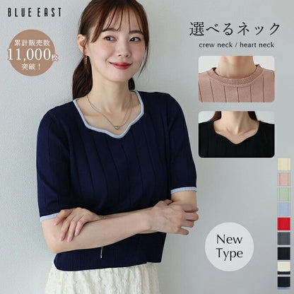 Sweater/Knitwear Summer Knit Crew Neck Knit Tops 5/10 length