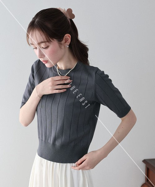 Sweater/Knitwear Summer Knit Crew Neck Knit Tops 5/10 length