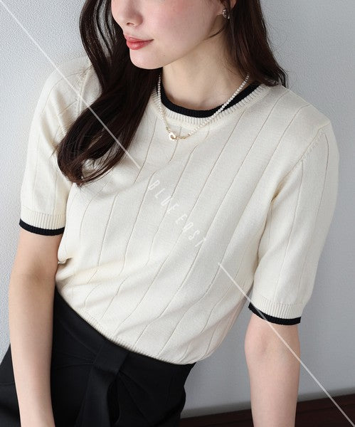 Sweater/Knitwear Summer Knit Crew Neck Knit Tops 5/10 length