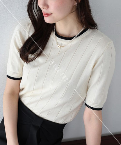 Sweater/Knitwear Summer Knit Crew Neck Knit Tops 5/10 length