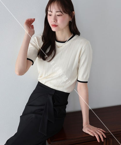 Sweater/Knitwear Summer Knit Crew Neck Knit Tops 5/10 length