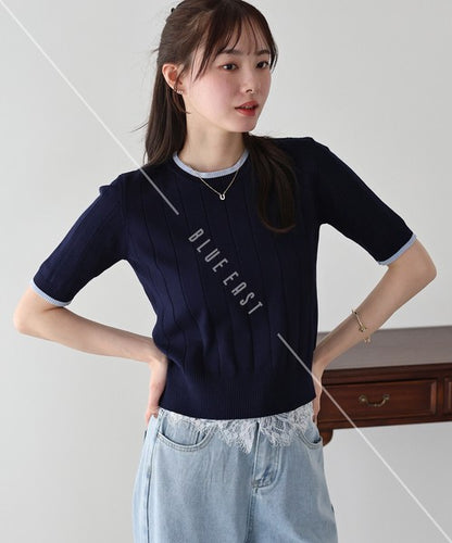 Sweater/Knitwear Summer Knit Crew Neck Knit Tops 5/10 length
