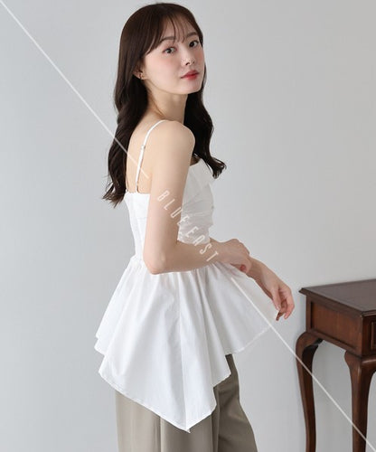 Button Shirt/Blouse Asymmetrical Camisole Bustier