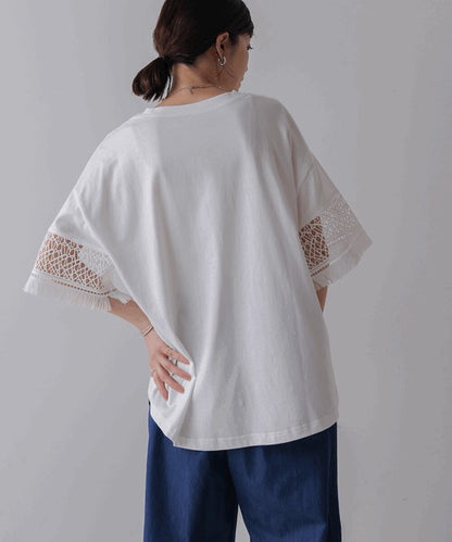 Lace Sleeve T-Shirt◇Lace Sleeve Detail