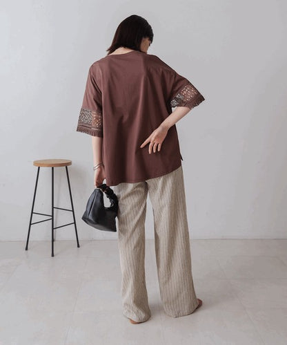 Lace Sleeve T-Shirt◇Lace Sleeve Detail
