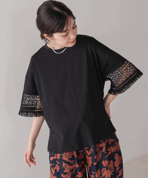 Lace Sleeve T-Shirt◇Lace Sleeve Detail