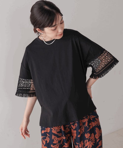 Lace Sleeve T-Shirt◇Lace Sleeve Detail