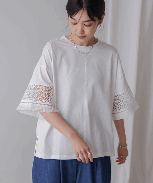 Lace Sleeve T-Shirt◇Lace Sleeve Detail