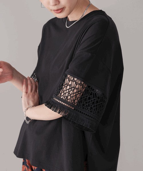 Lace Sleeve T-Shirt◇Lace Sleeve Detail