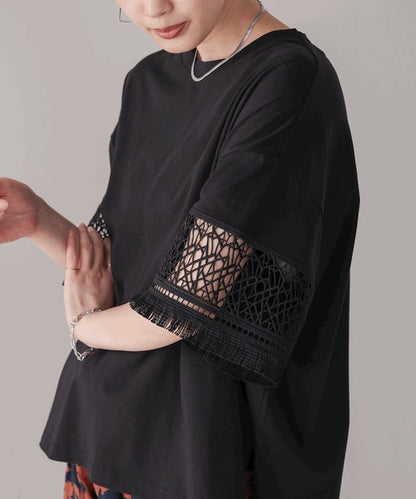 Lace Sleeve T-Shirt◇Lace Sleeve Detail