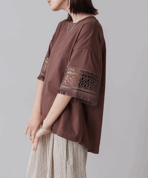 Lace Sleeve T-Shirt◇Lace Sleeve Detail